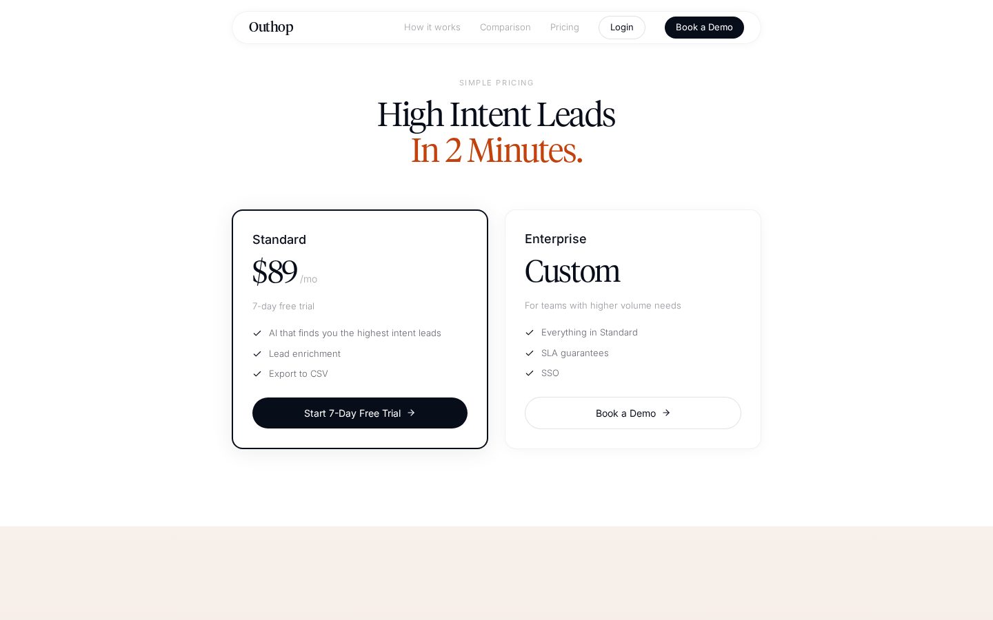 Outhop Pricing