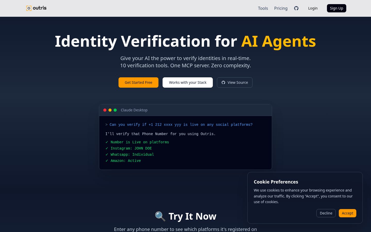 Outris Identity MCP Homepage