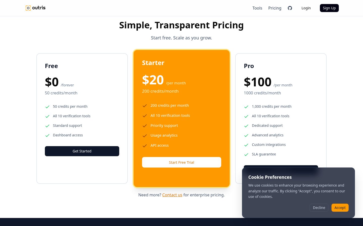 Outris Identity MCP Pricing