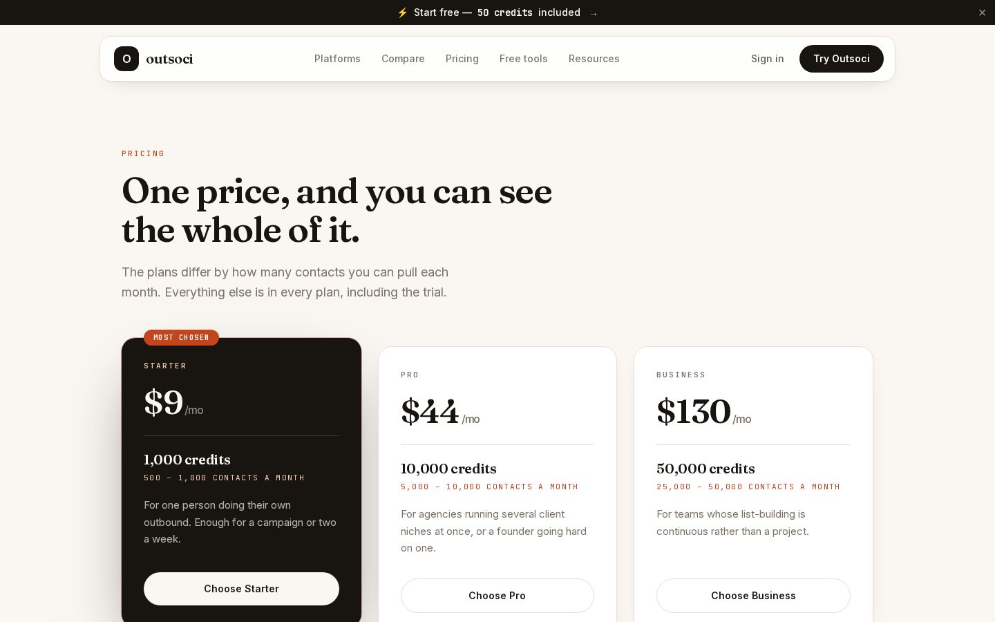 Outsoci Pricing