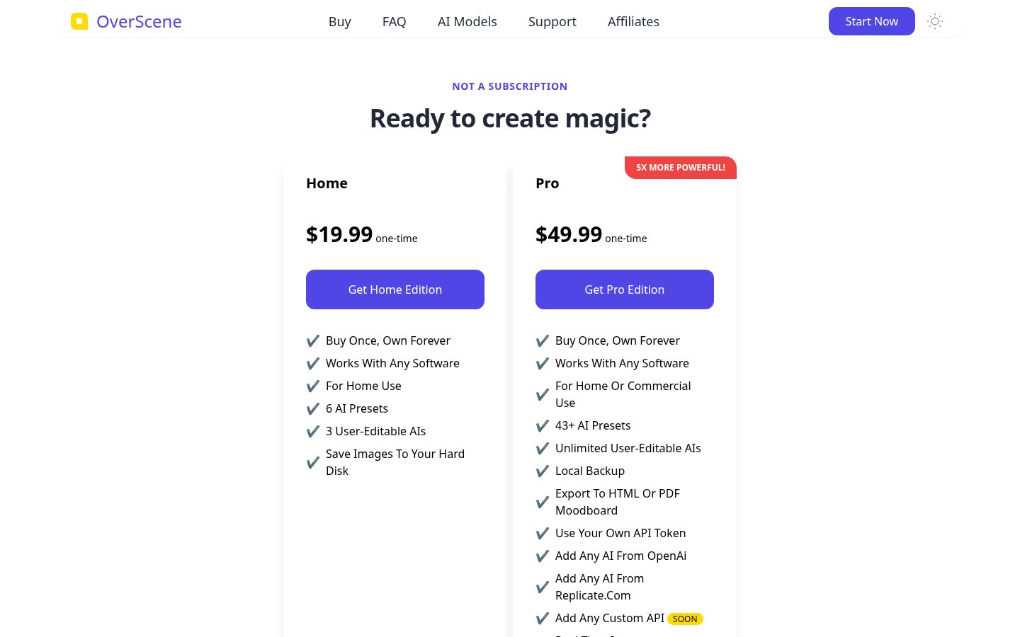 OverScene Pricing