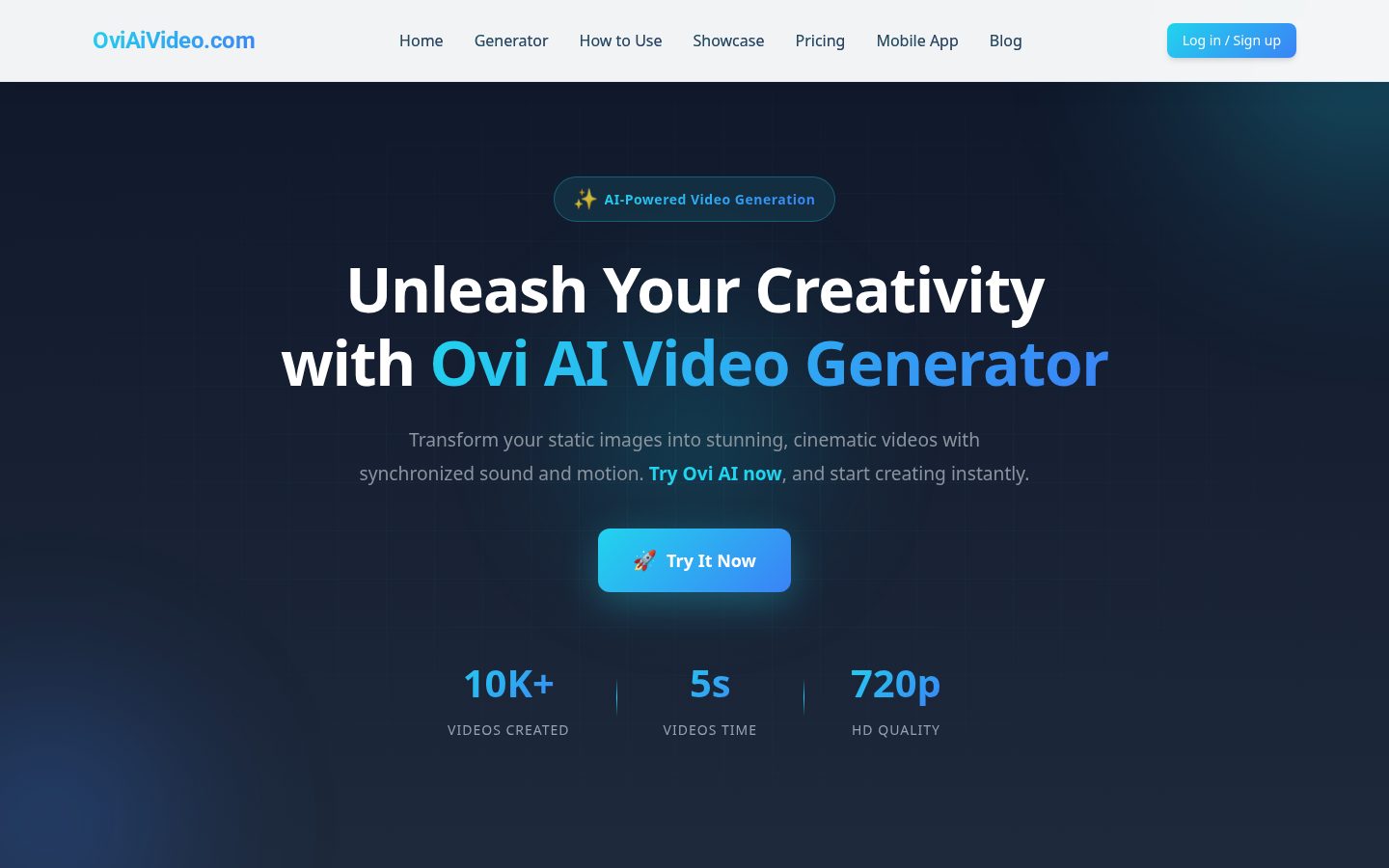 Ovi AI Homepage