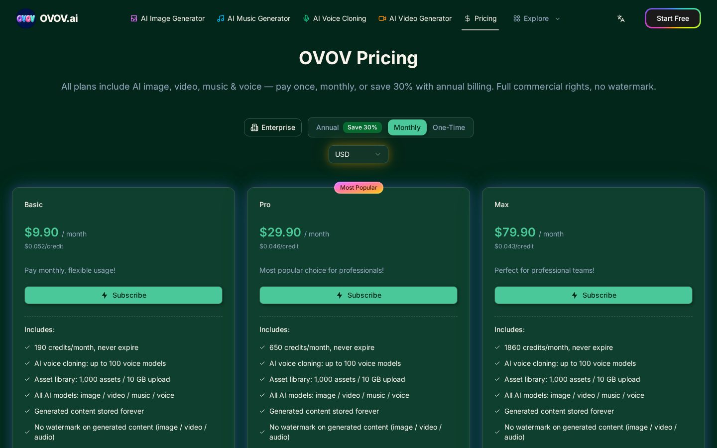 OVOV.ai Pricing