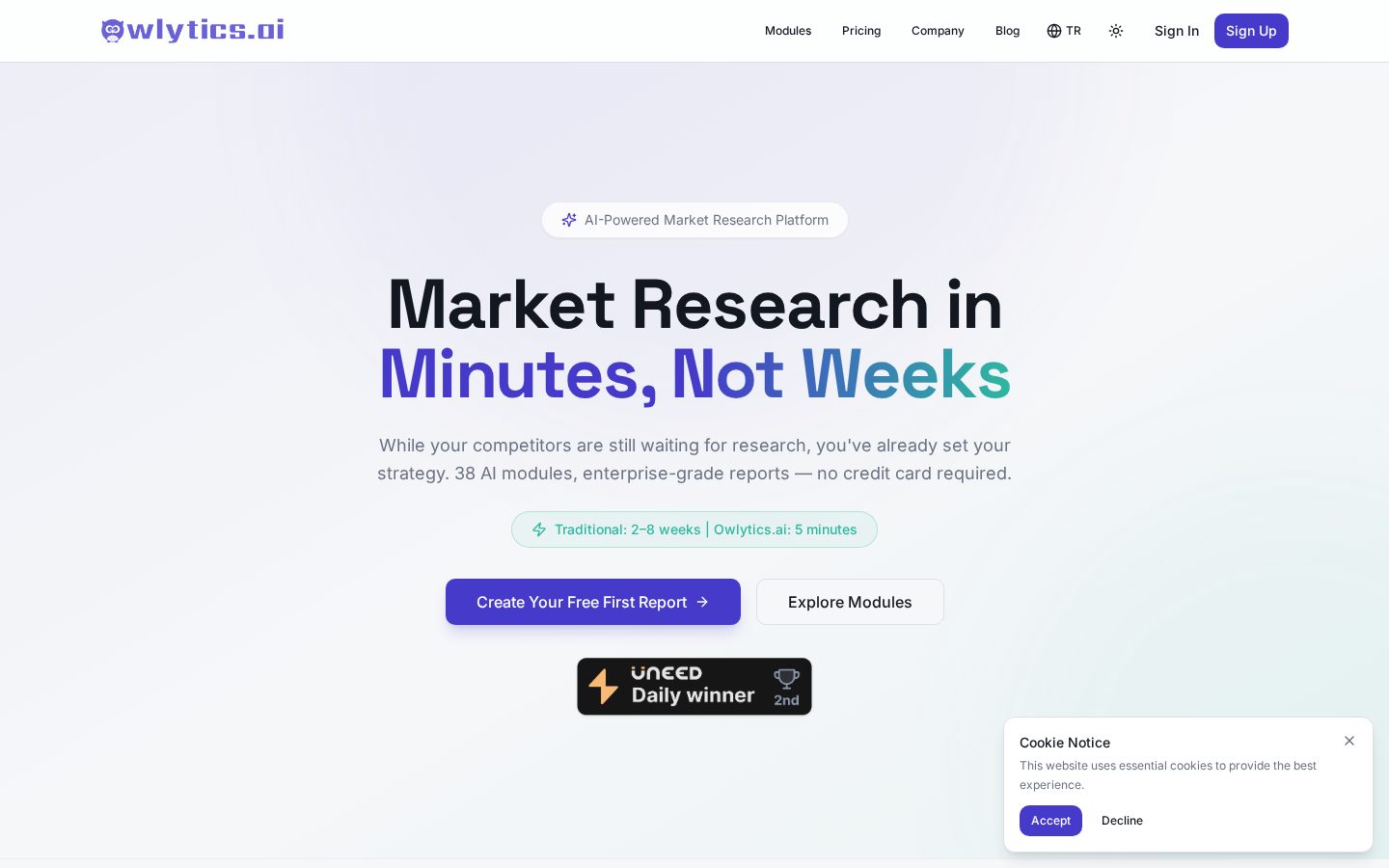Owlytics.ai Homepage