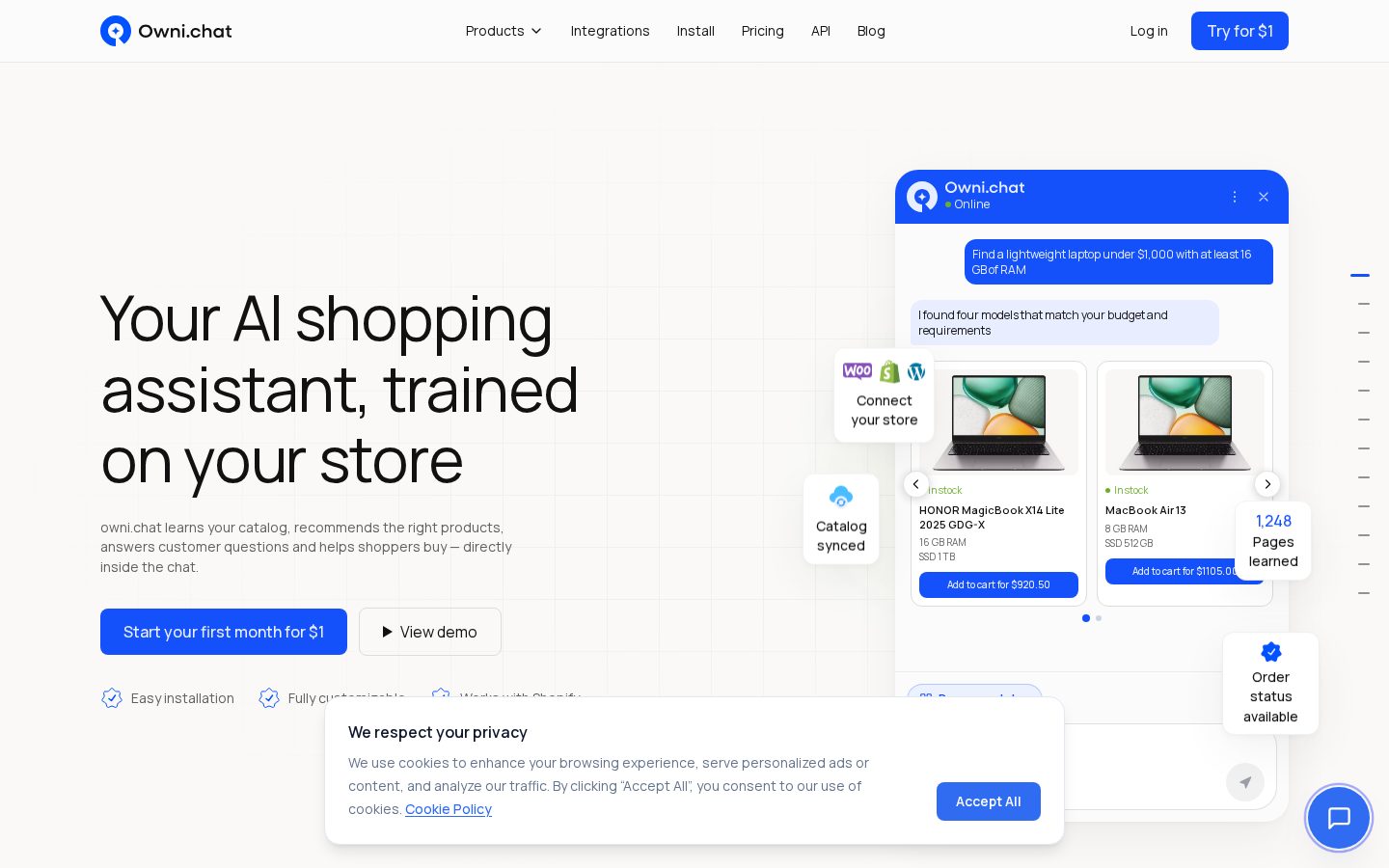 Ownichat Homepage