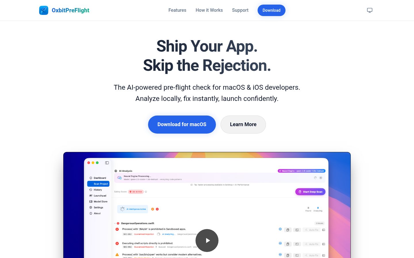 Oxbit Preflight Homepage