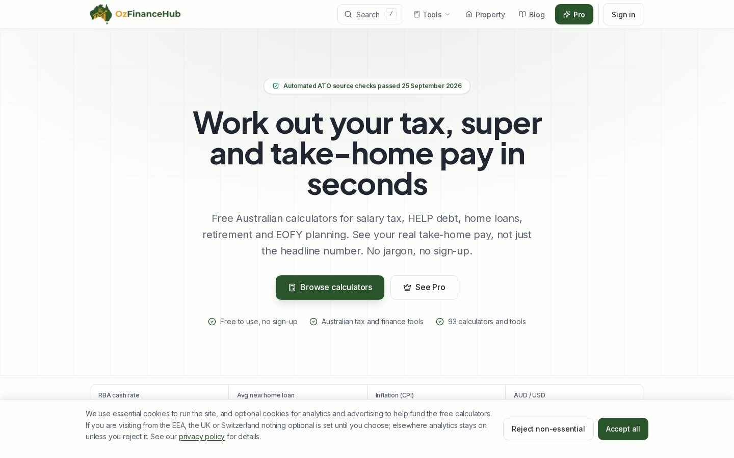 Oz Finance Hub Homepage
