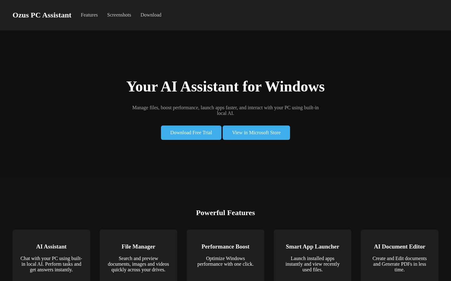 Ozus PC Assistant Homepage
