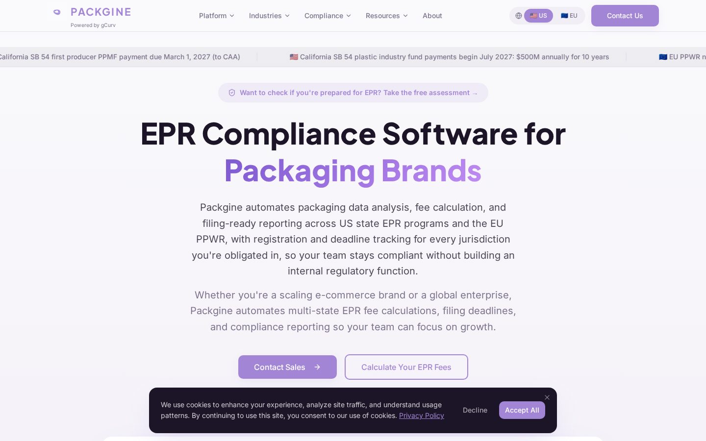 Packgine Homepage