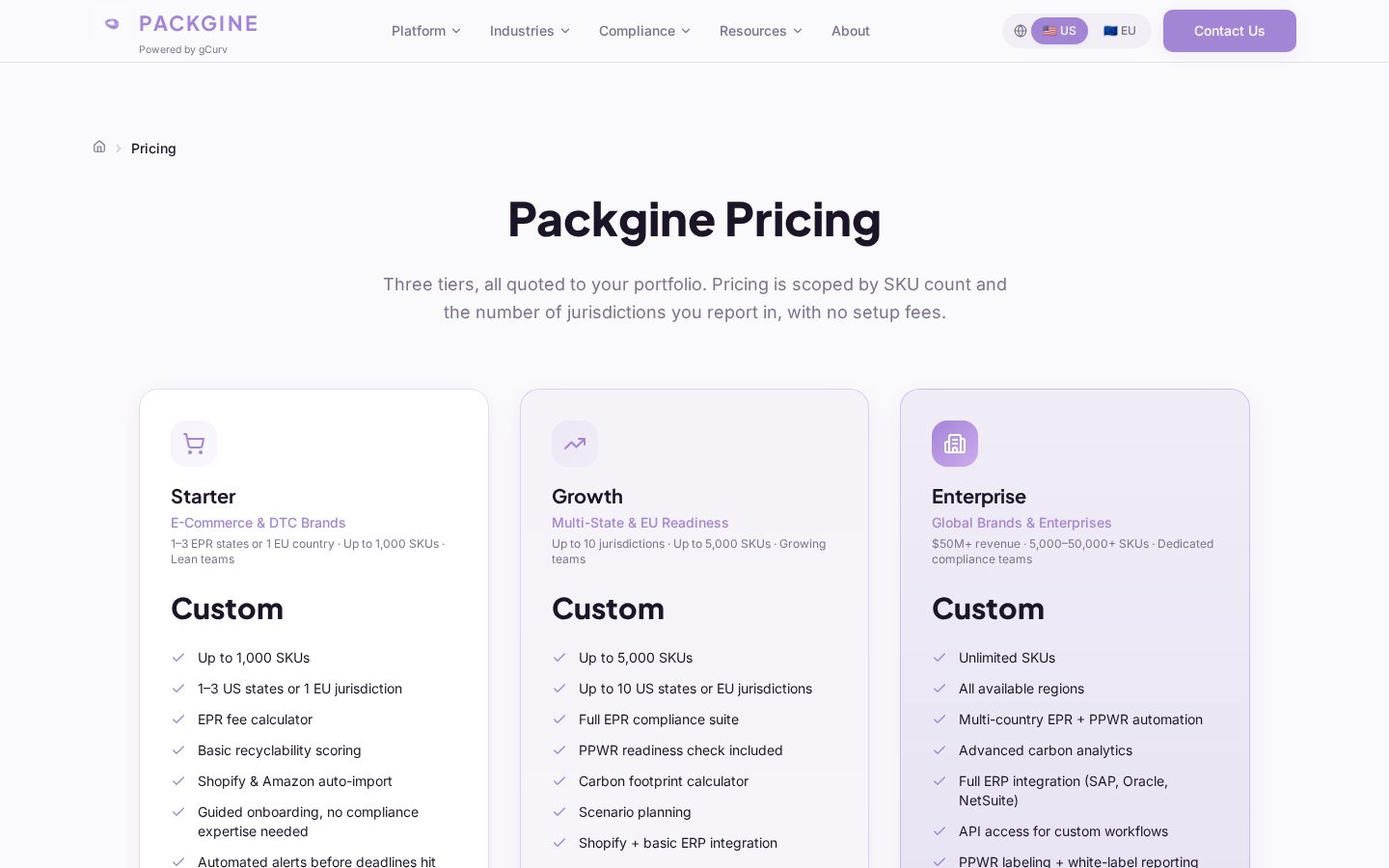 Packgine Pricing