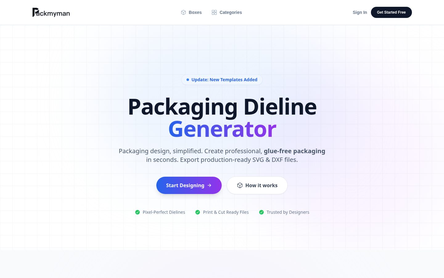 PackMyMan Homepage