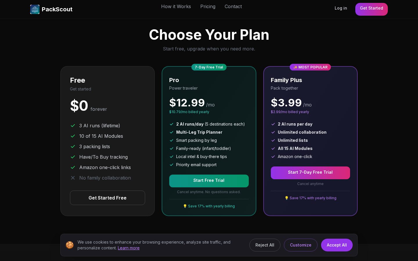 PackScout Pricing