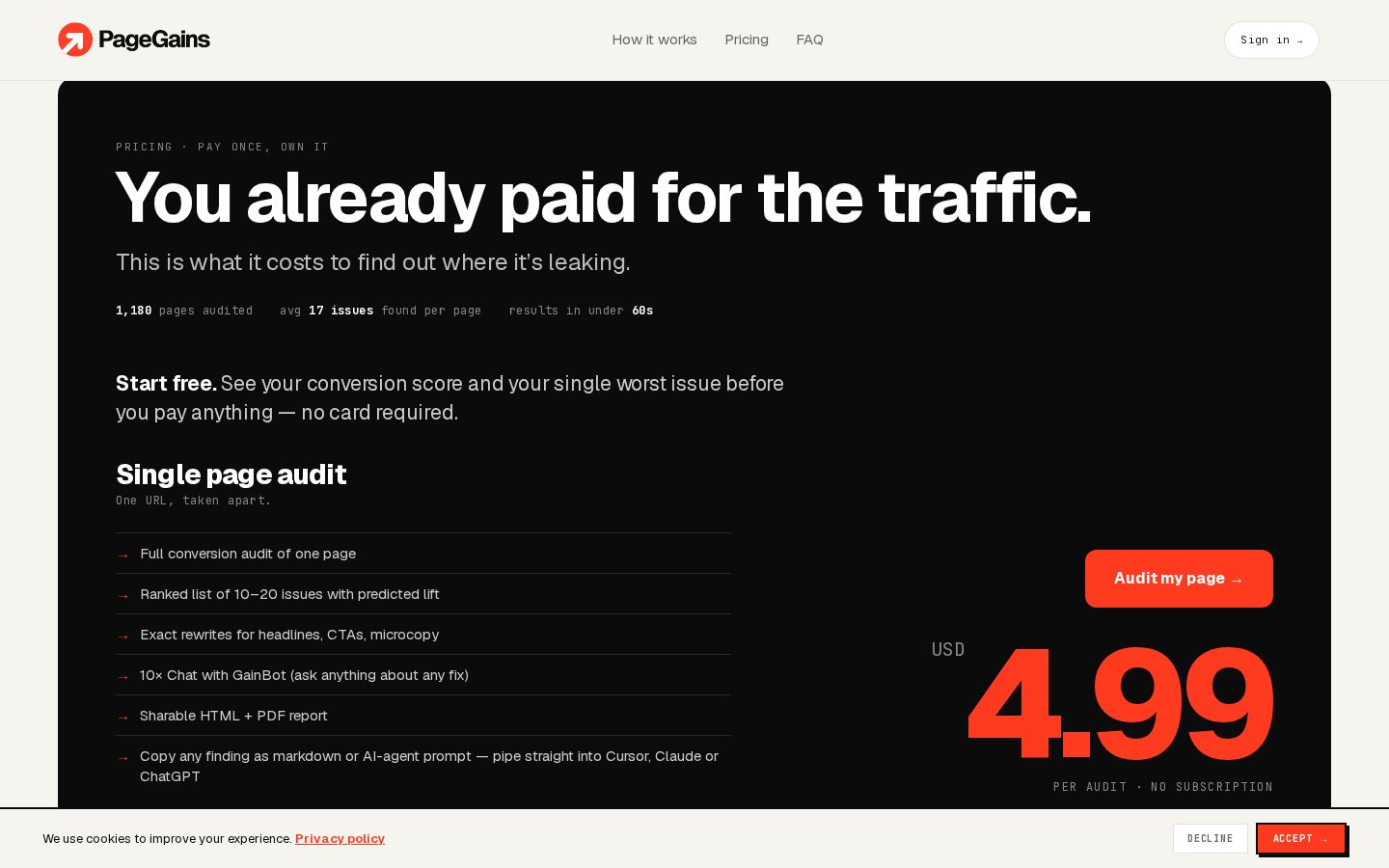 PageGains Pricing