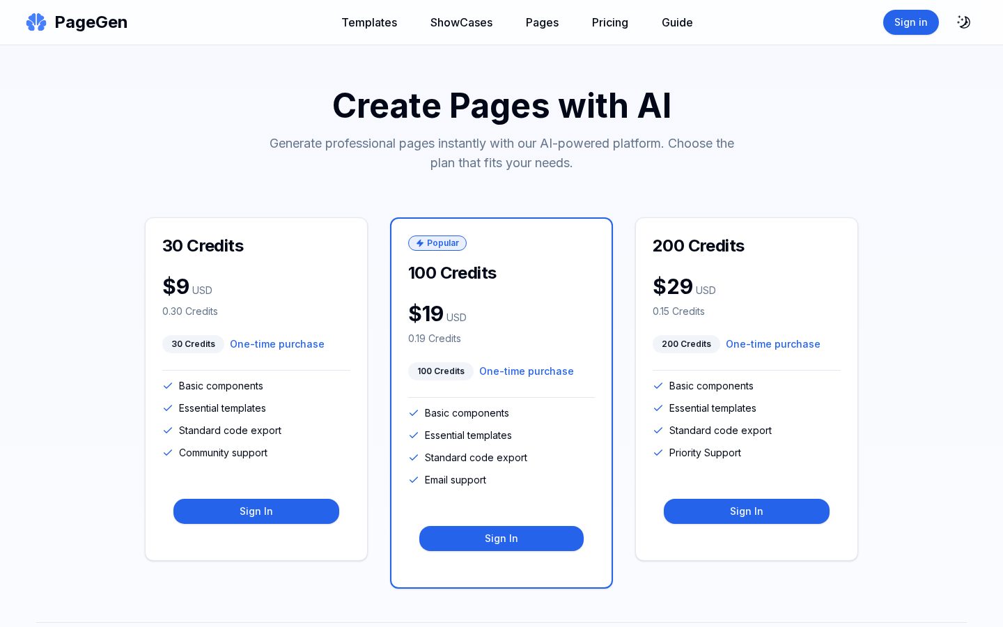 PageGen Pricing