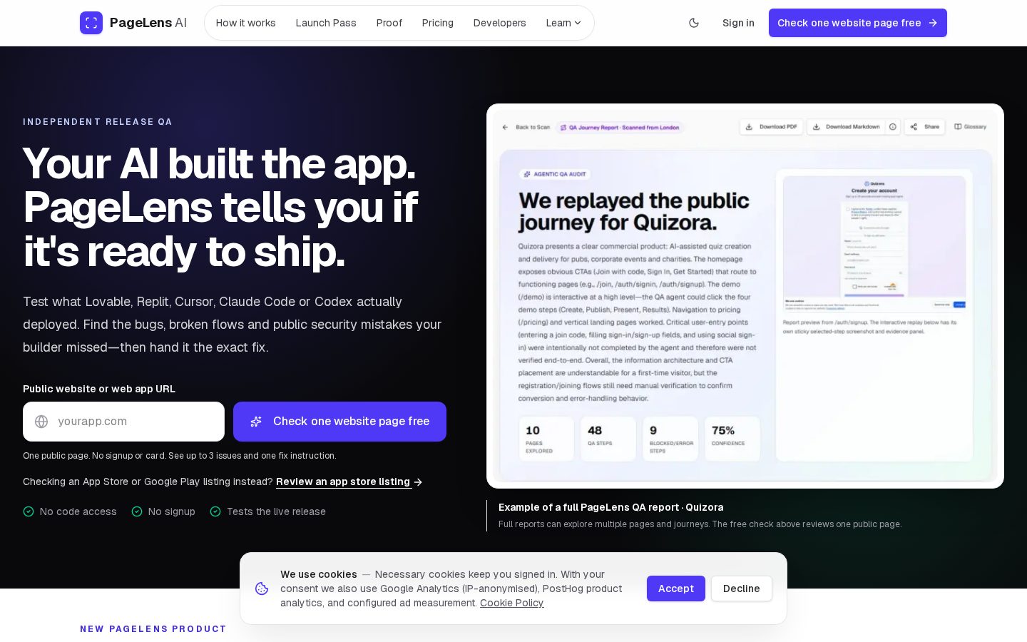 PageLens AI Homepage