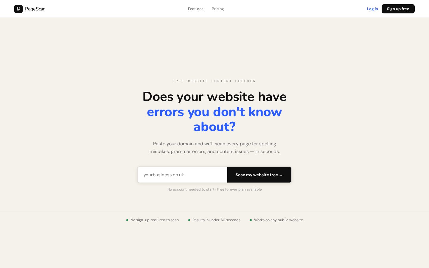 PageScan Homepage
