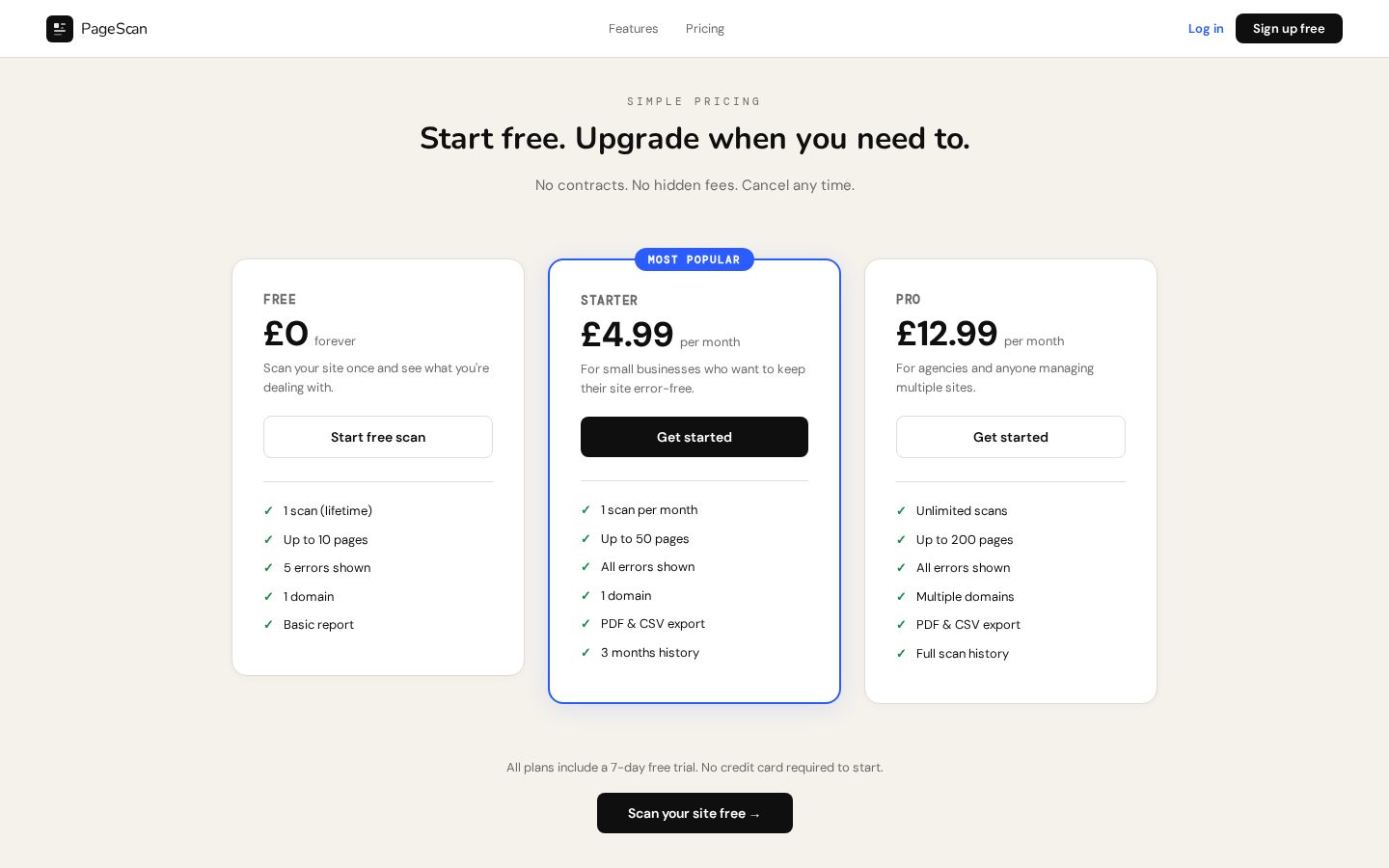 PageScan Pricing