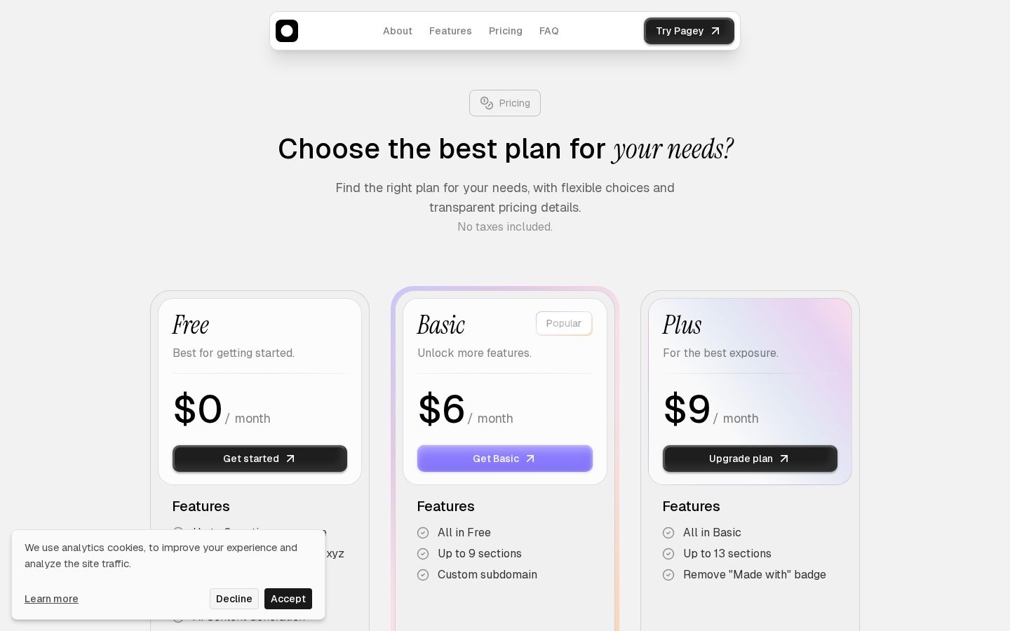 Pagey Pricing