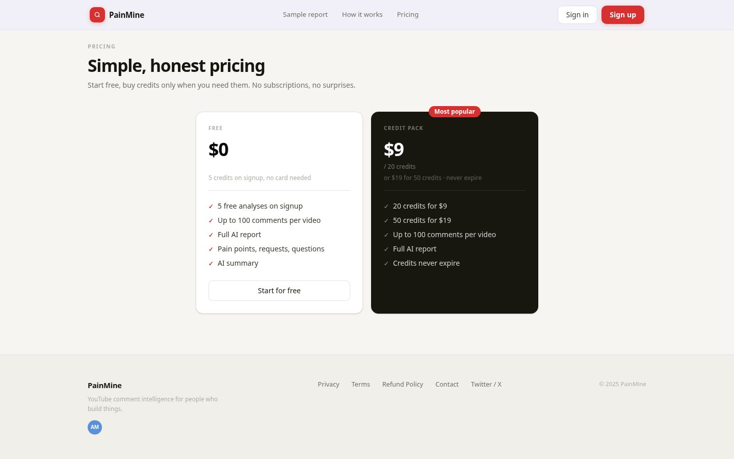 PainMine Pricing