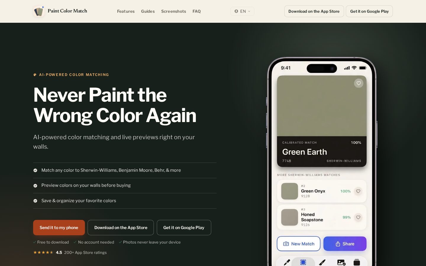 Paint Color Match AI Homepage