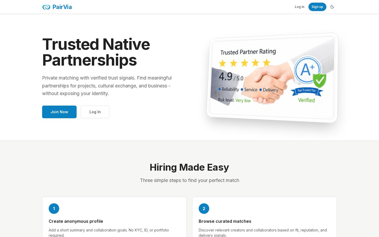 PairVia Homepage
