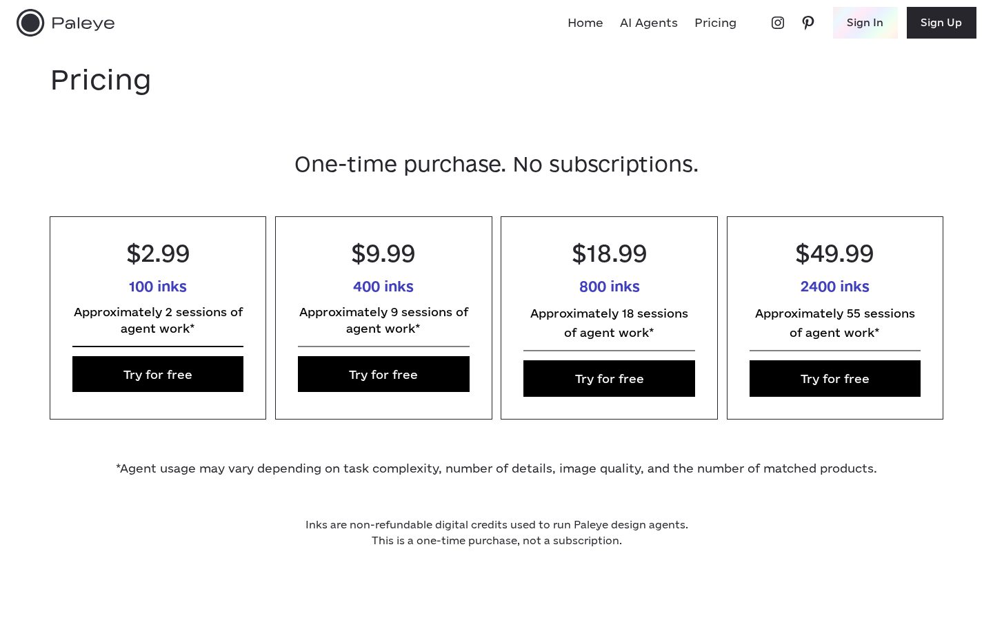 Paleye Pricing