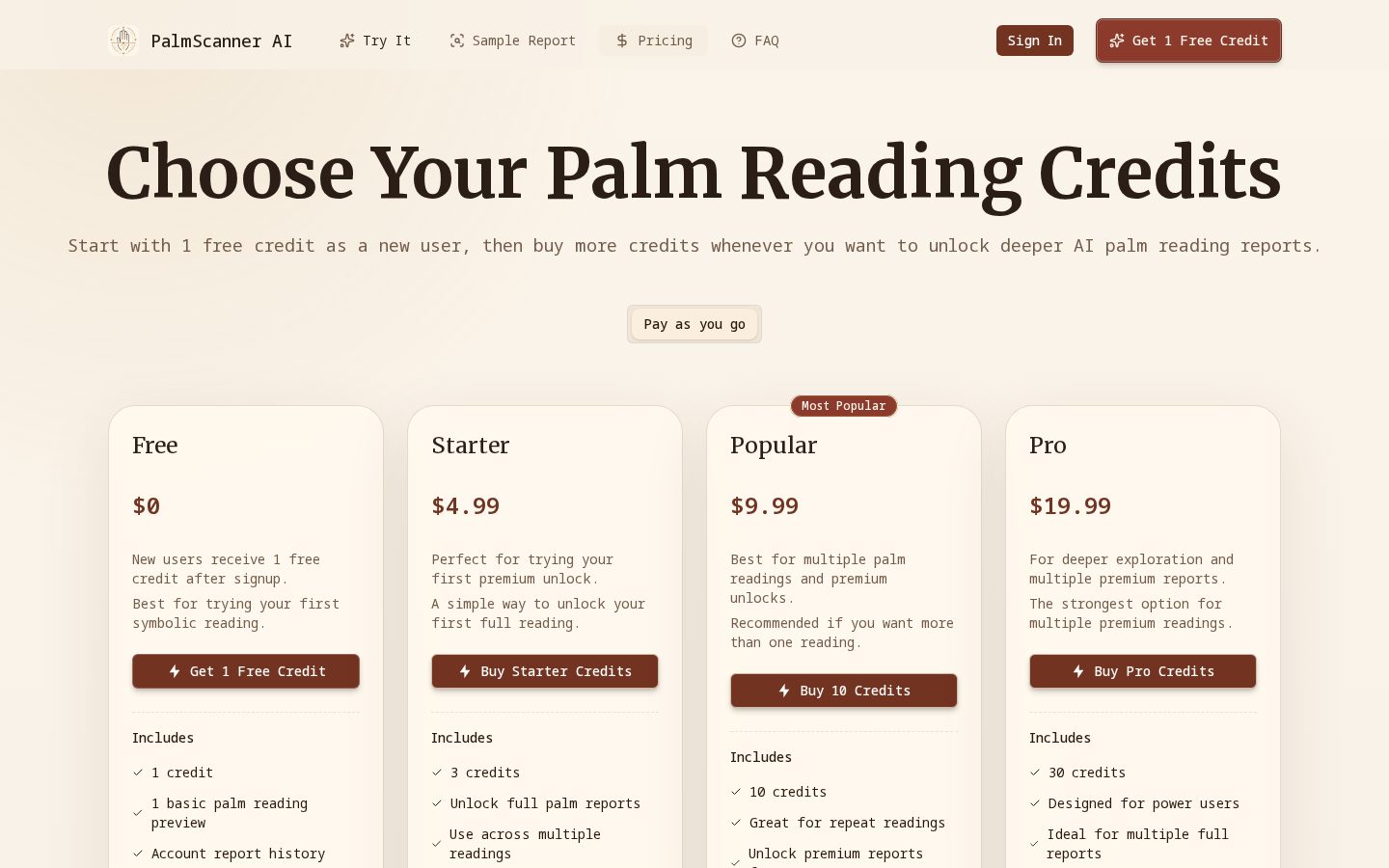 PalmScanner AI Pricing