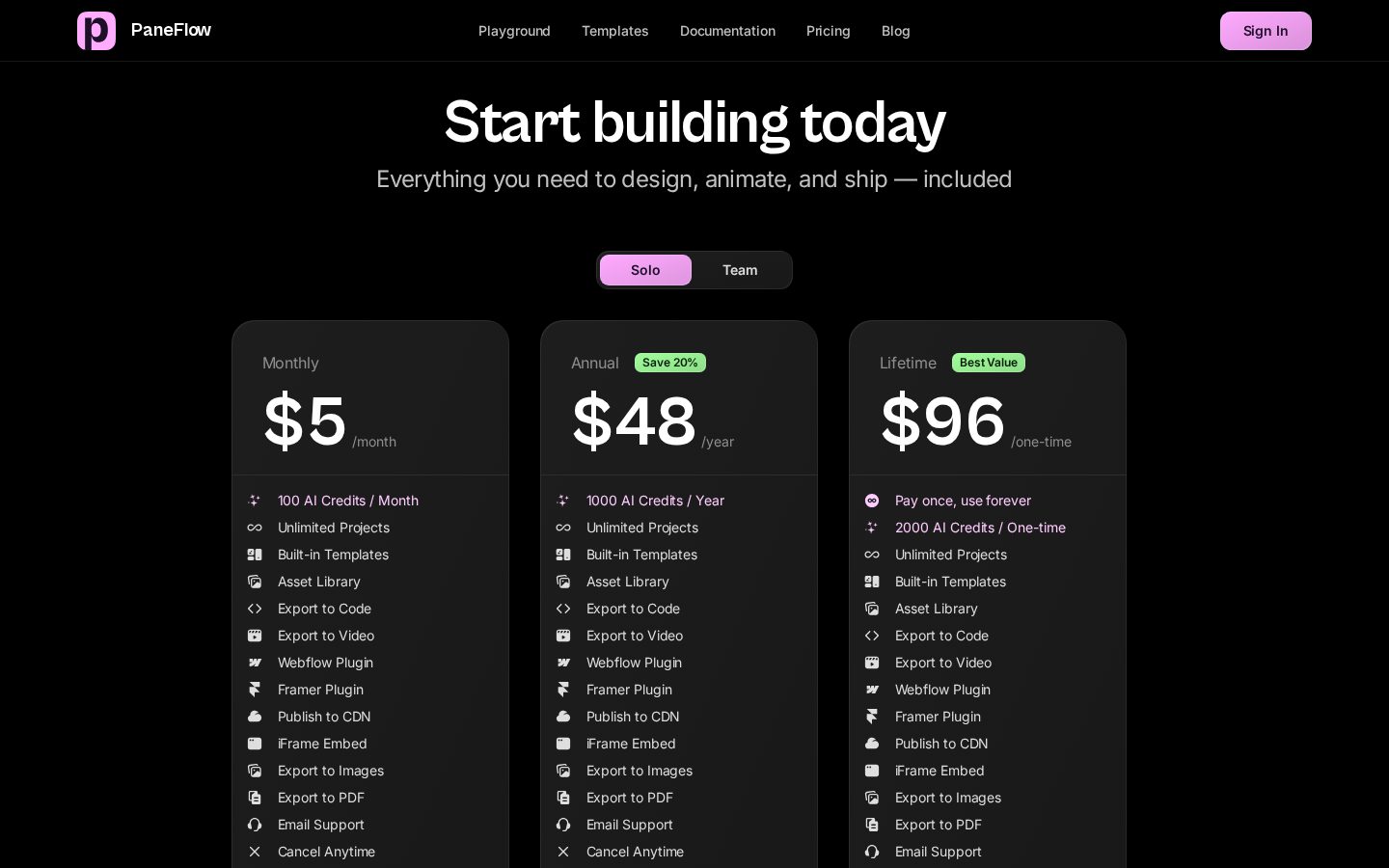 PaneFlow Pricing