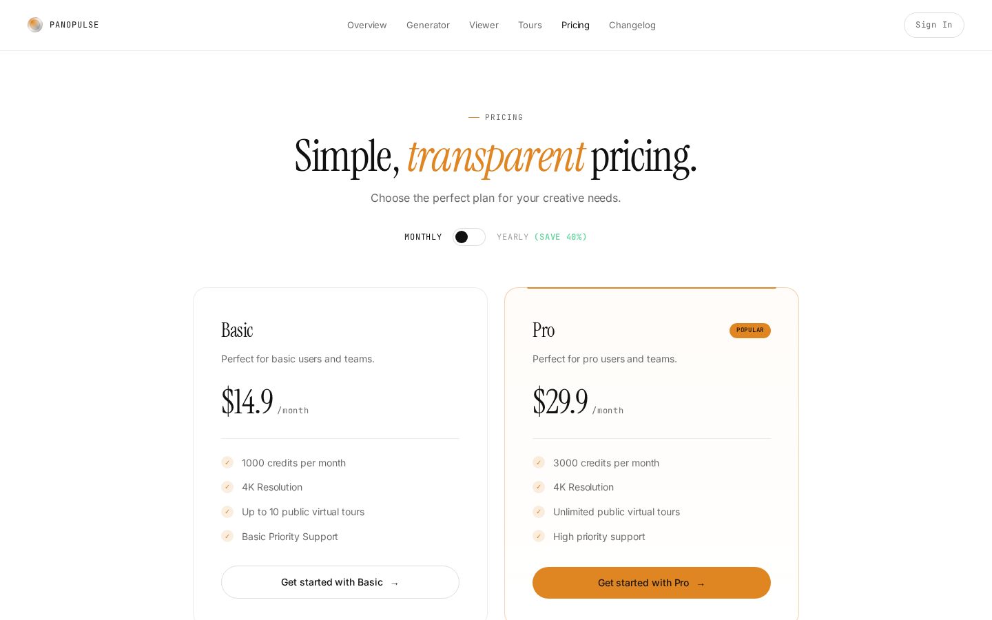 PanoPulse Pricing