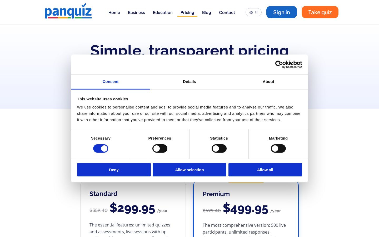 PanQuiz Pricing