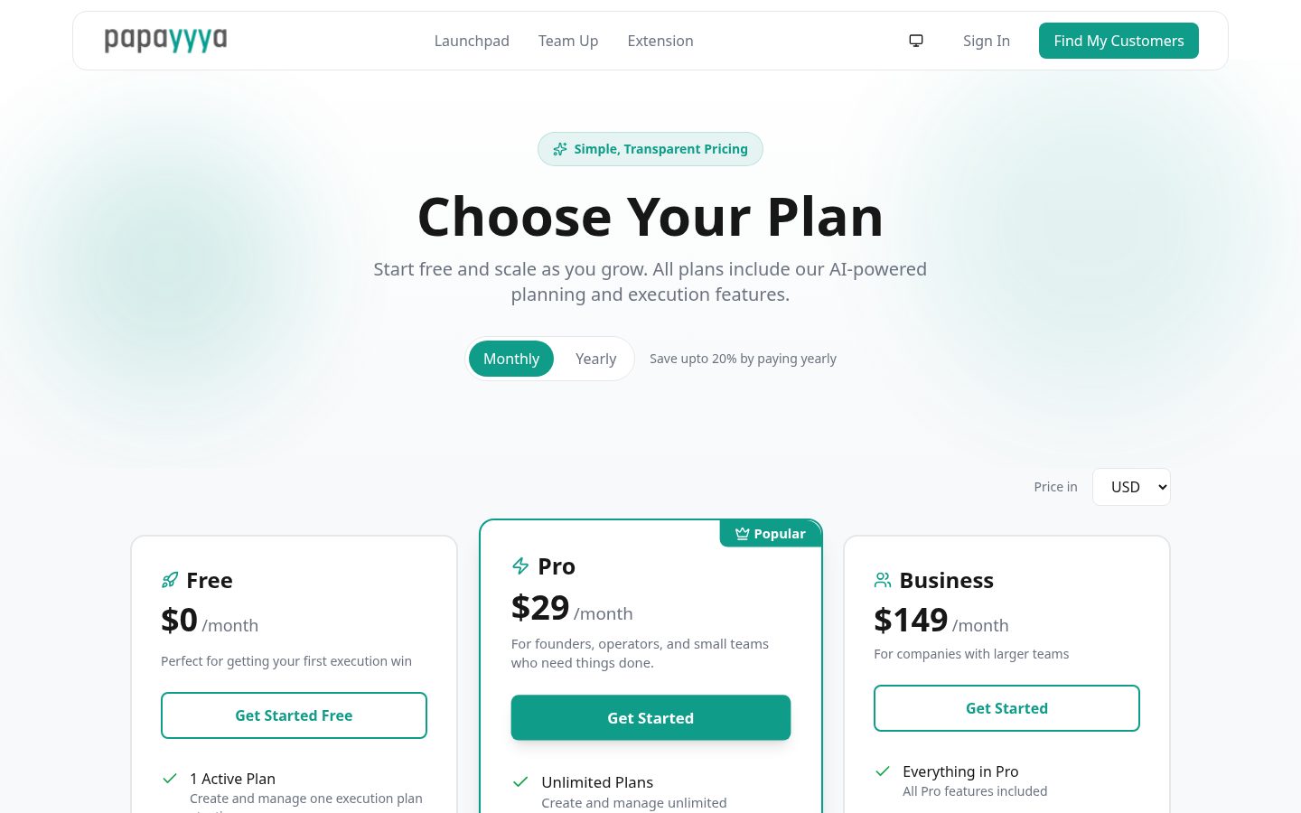 Papayyya Pricing