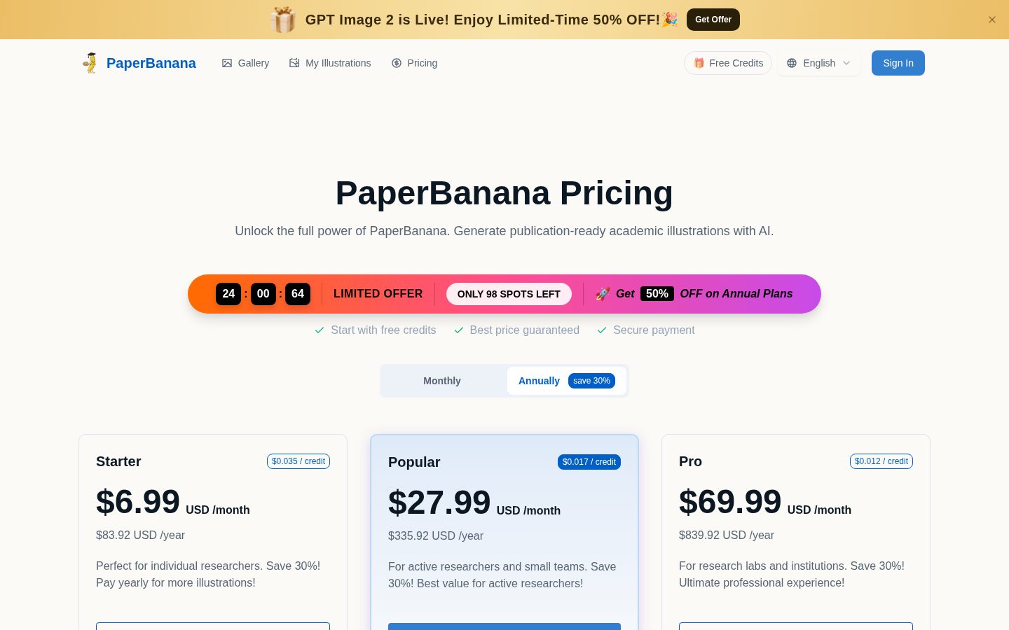 PaperBanana AI Pricing