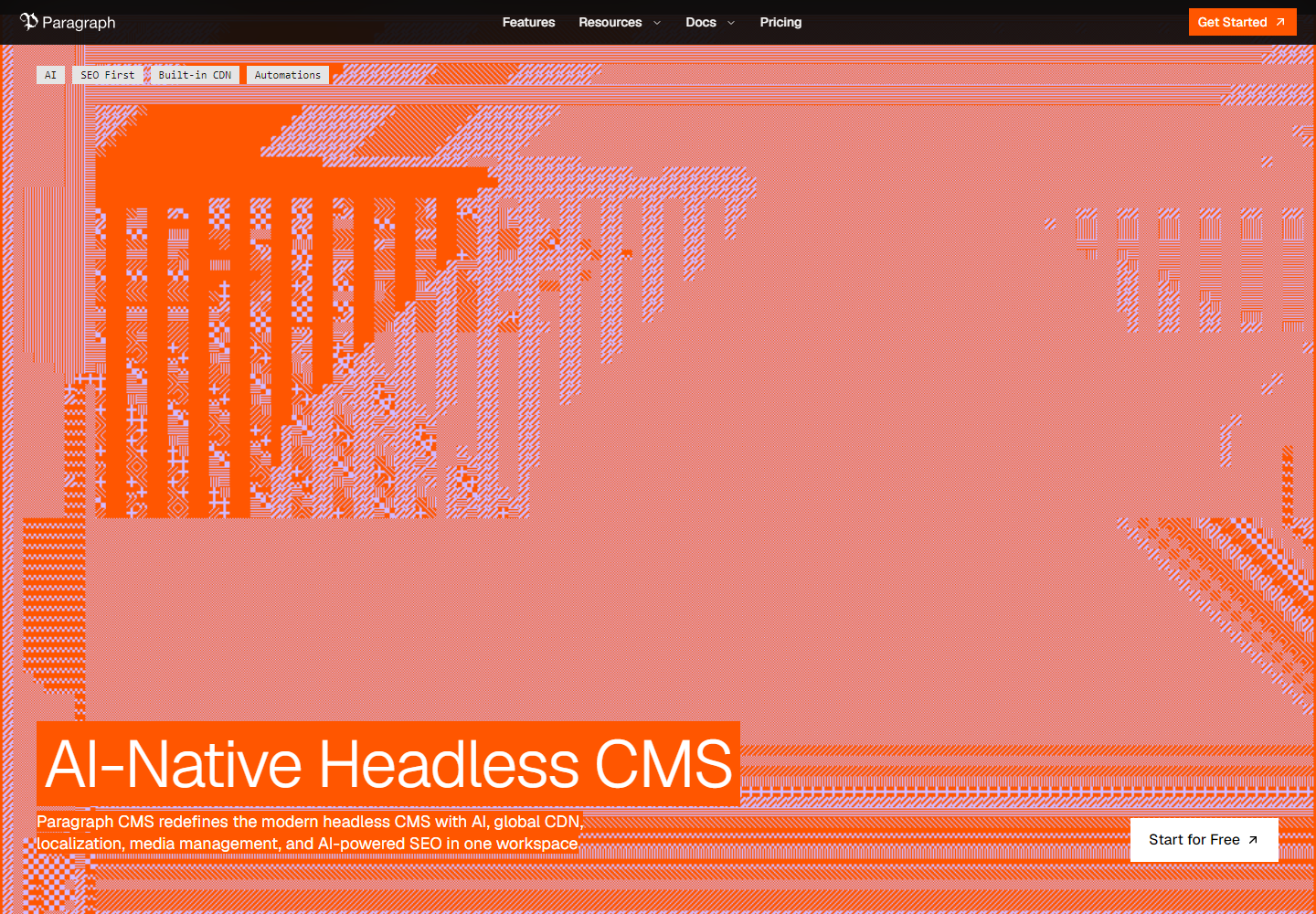 Paragraph CMS homepage