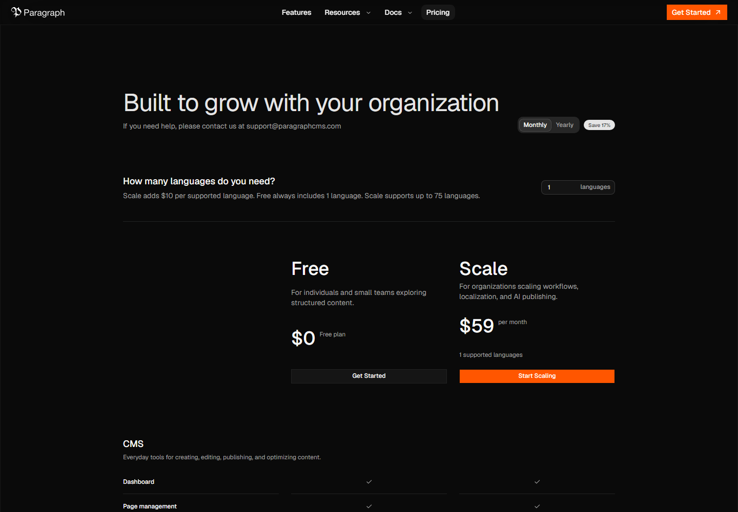 Paragraph CMS pricing
