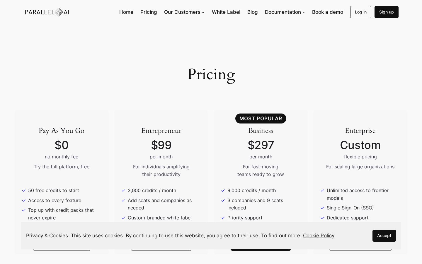 Parallel AI White-Label Pricing
