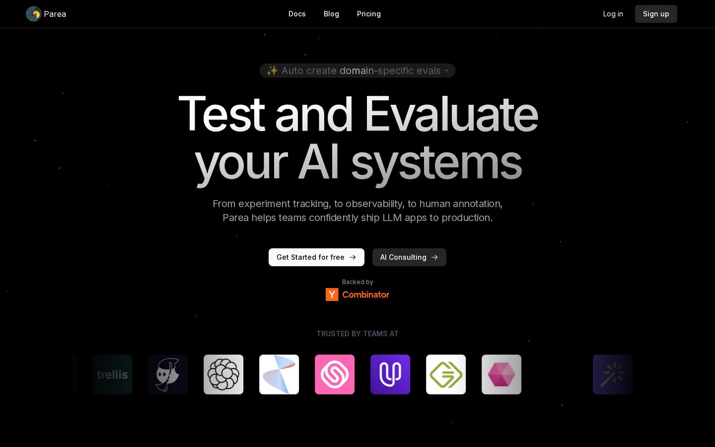 Parea AI Homepage