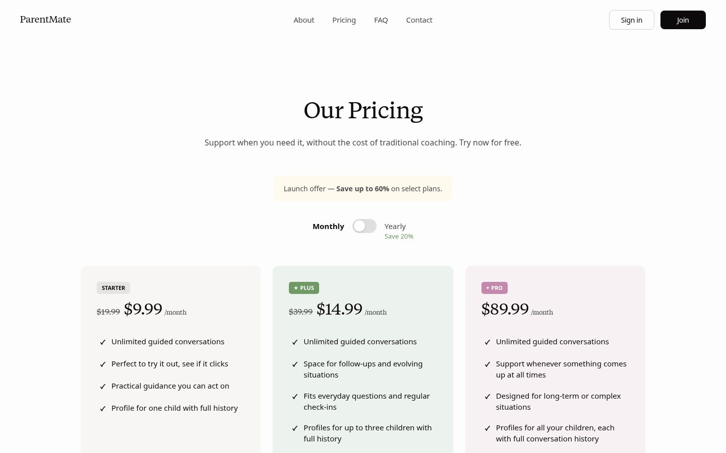 ParentMate Pricing