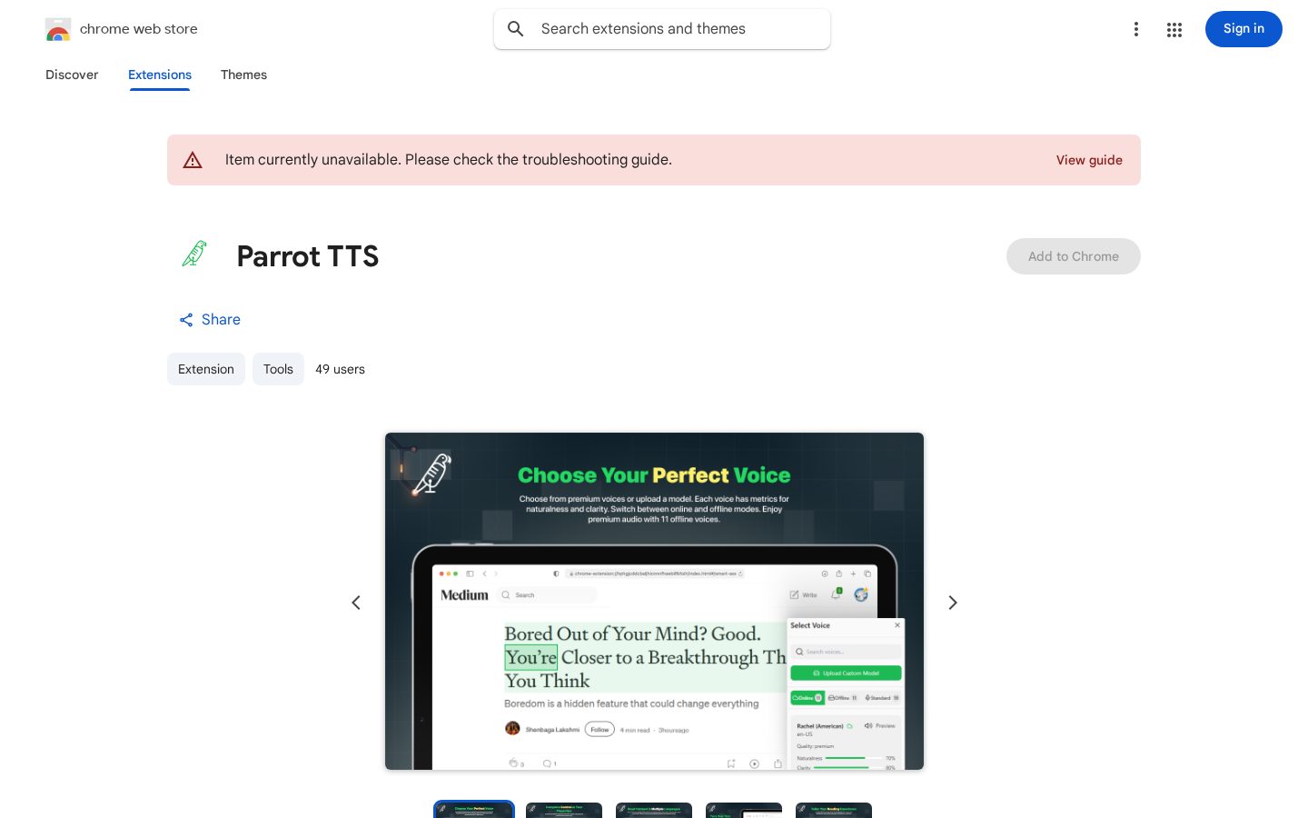 Parrot TTS Homepage
