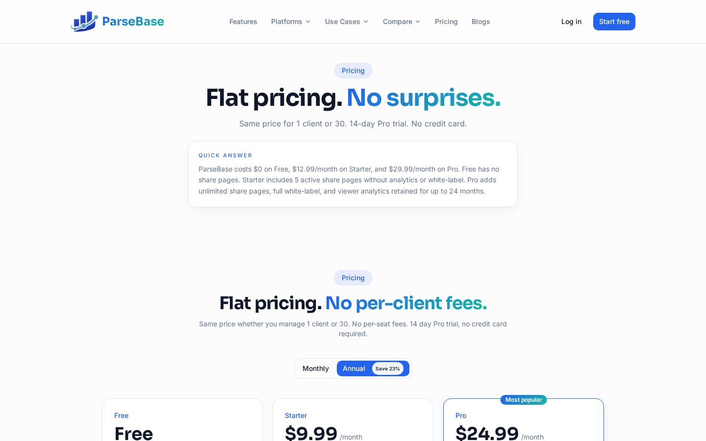 ParseBase Pricing