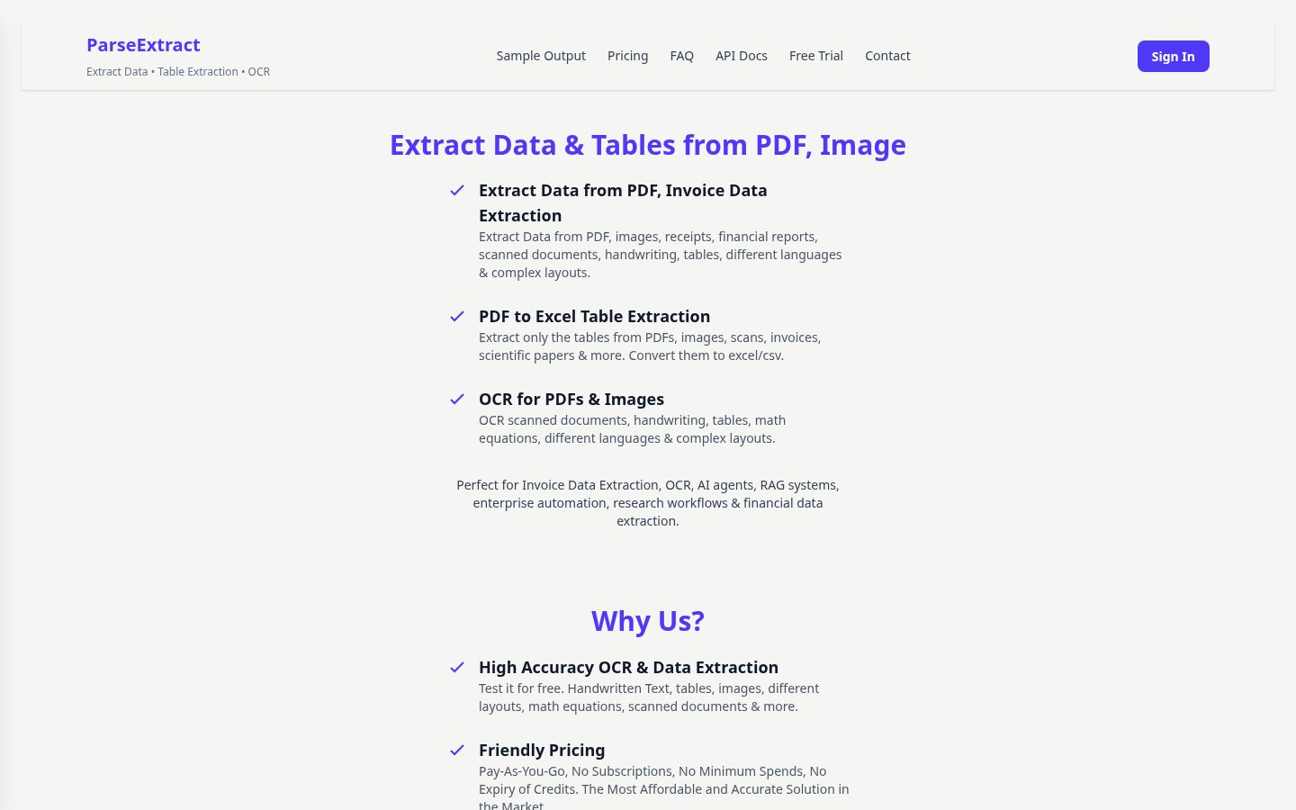 ParseExtract Homepage