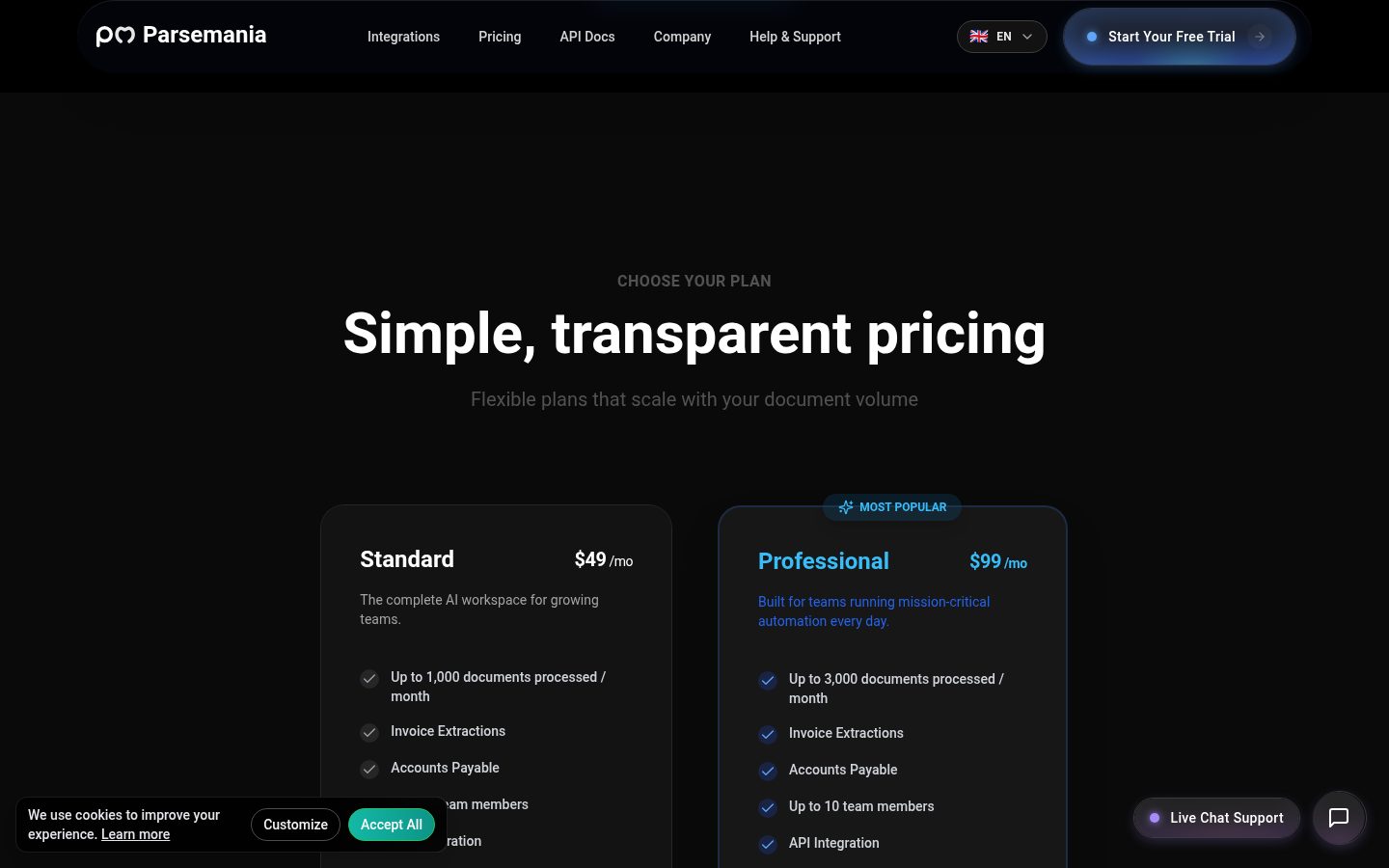 ParseMania Pricing