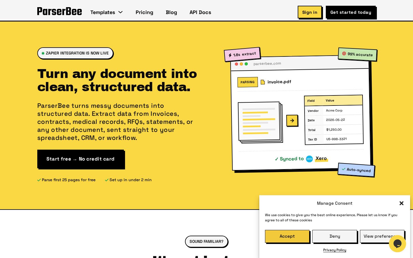 ParserBee Homepage