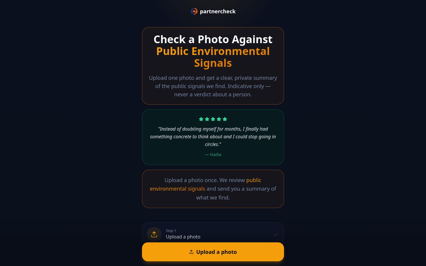 Partnercheck App Homepage