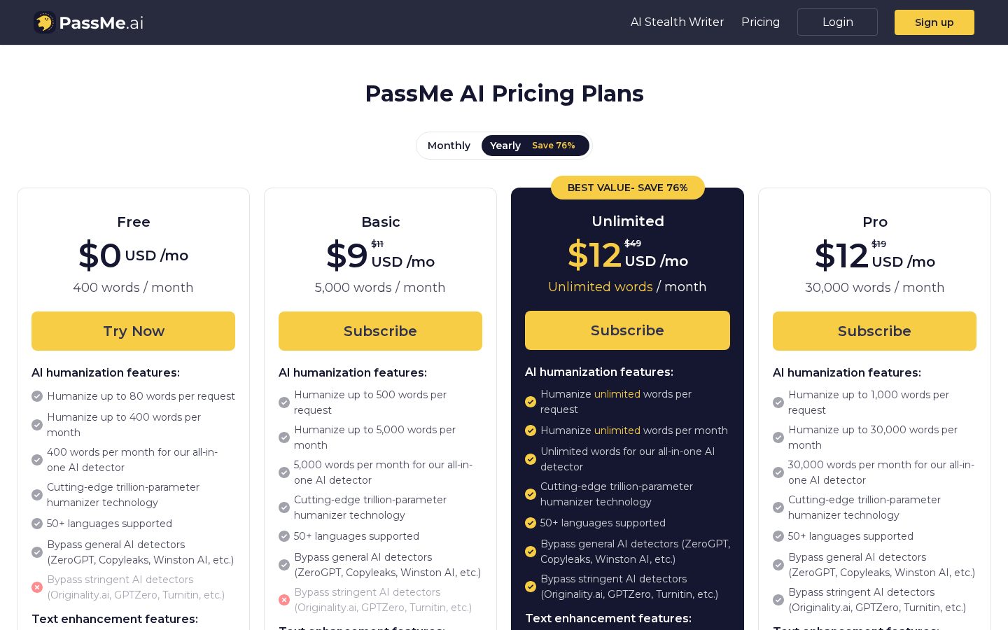 PassMe AI Pricing