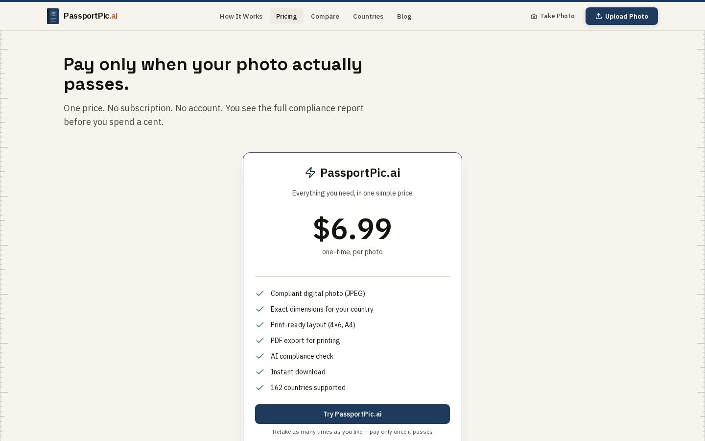 PassportPic.ai Pricing