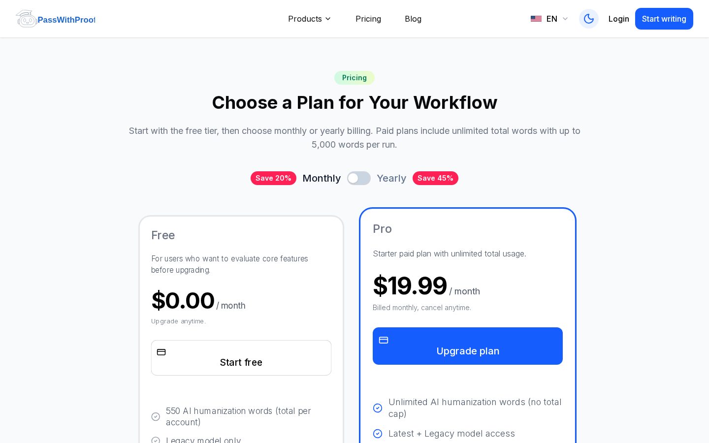 PassWithProof Pricing