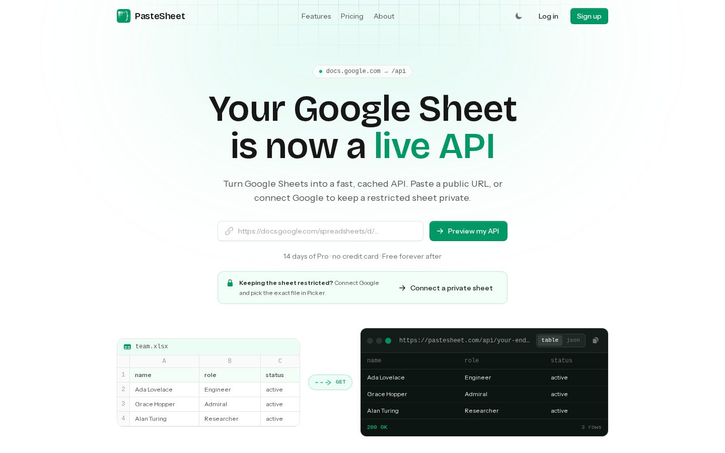 PasteSheet Homepage