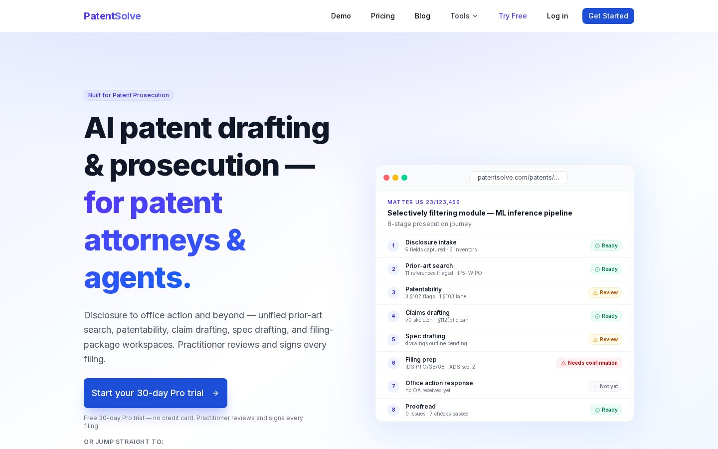 Patent Solve Homepage