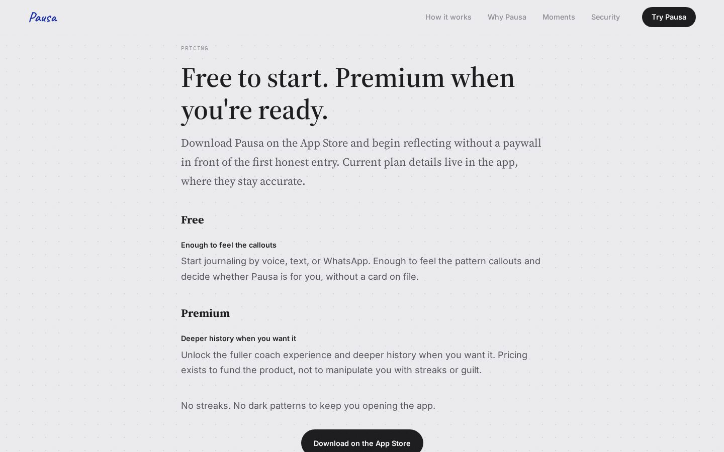 Pausa Pricing