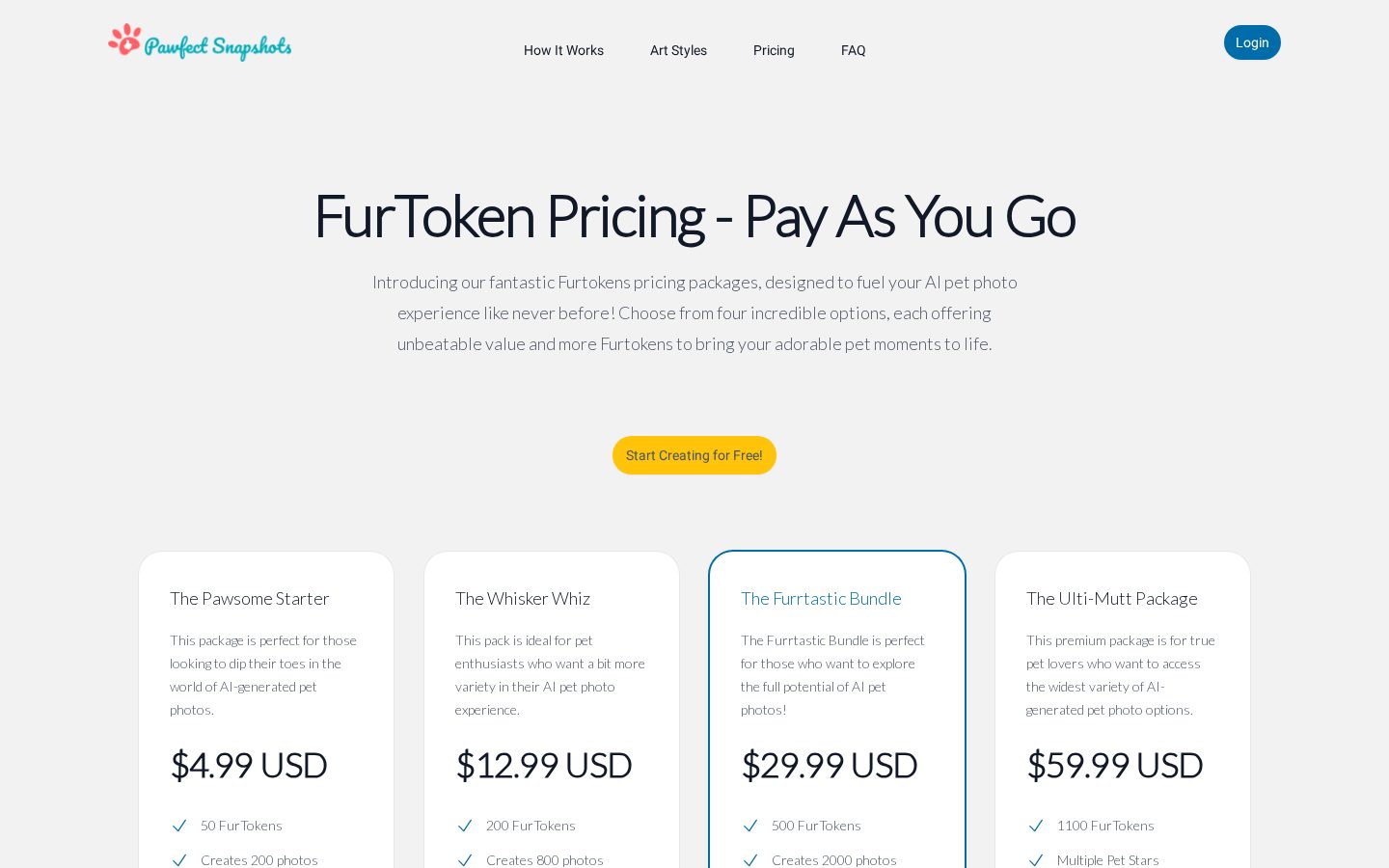 Pawfect Snapshots Pricing